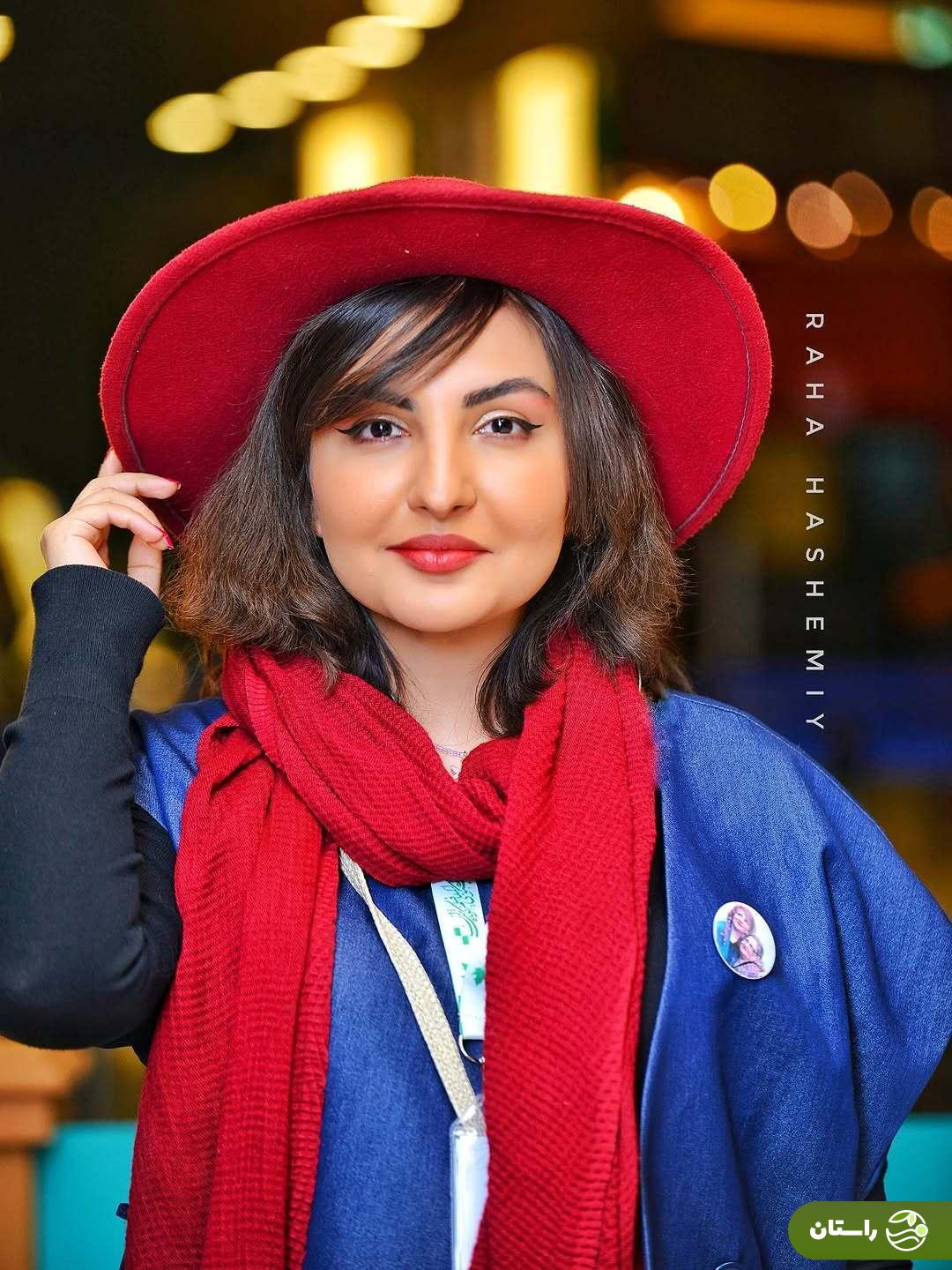 (تصاویر) «کیمیا خلج» با استایل جسورانه قرمز و سورمه‌ای سوژه عکاسان شد