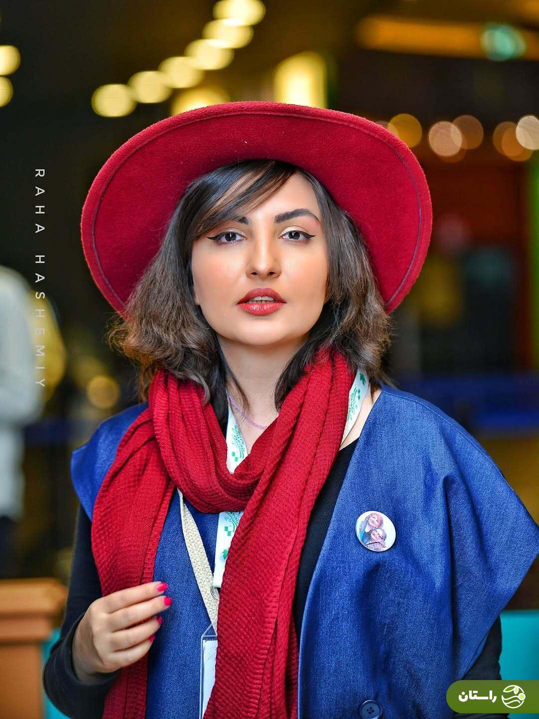 (تصاویر) «کیمیا خلج» با استایل جسورانه قرمز و سورمه‌ای سوژه عکاسان شد