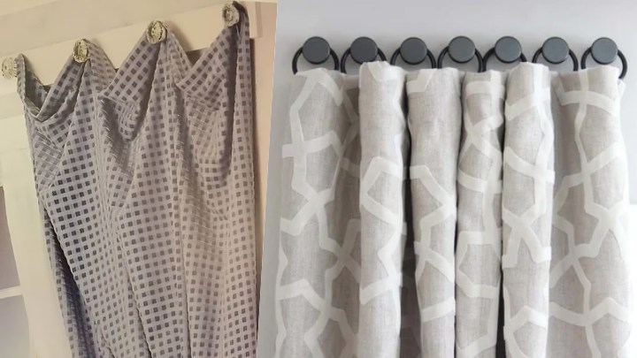 نصب پرده بدون چوب پرده و با دستگیره‌های کشو و کابینت