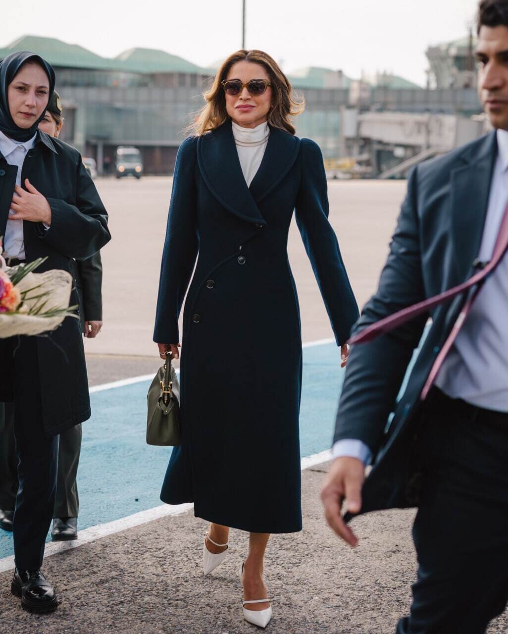 مراسم استقبال همسر اردوغان از ملکه اردن | تصاویر