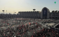 پایان مراسم وداع با پیکر رهبر شهید انقلاب در مصلای تهران